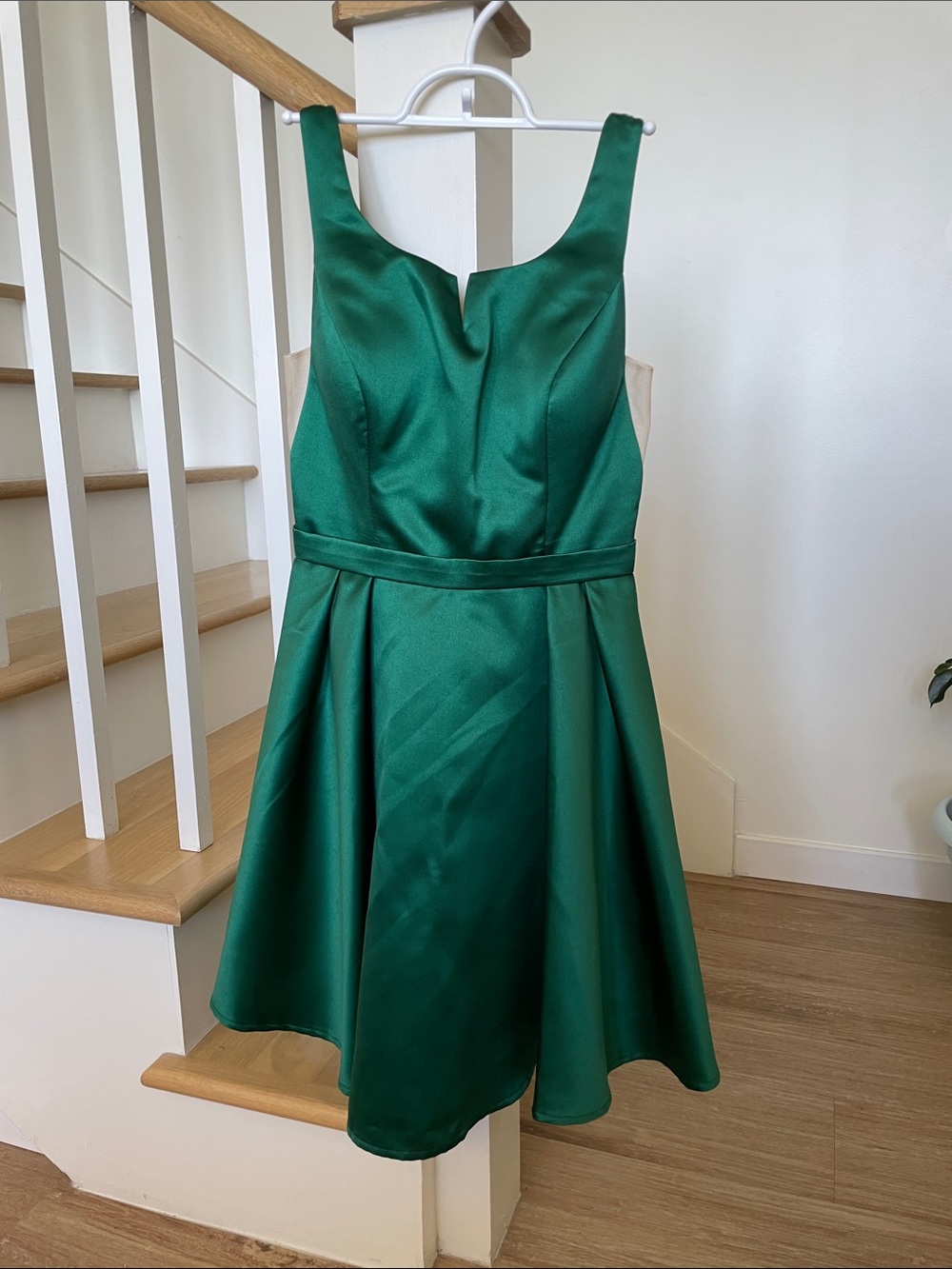 JJs House Emerald Green Satin Mini A-line Dress